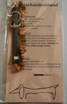 Zeckenschutzhalsband Bernstein für Hunde & Katzen schwarz bis 25 cm